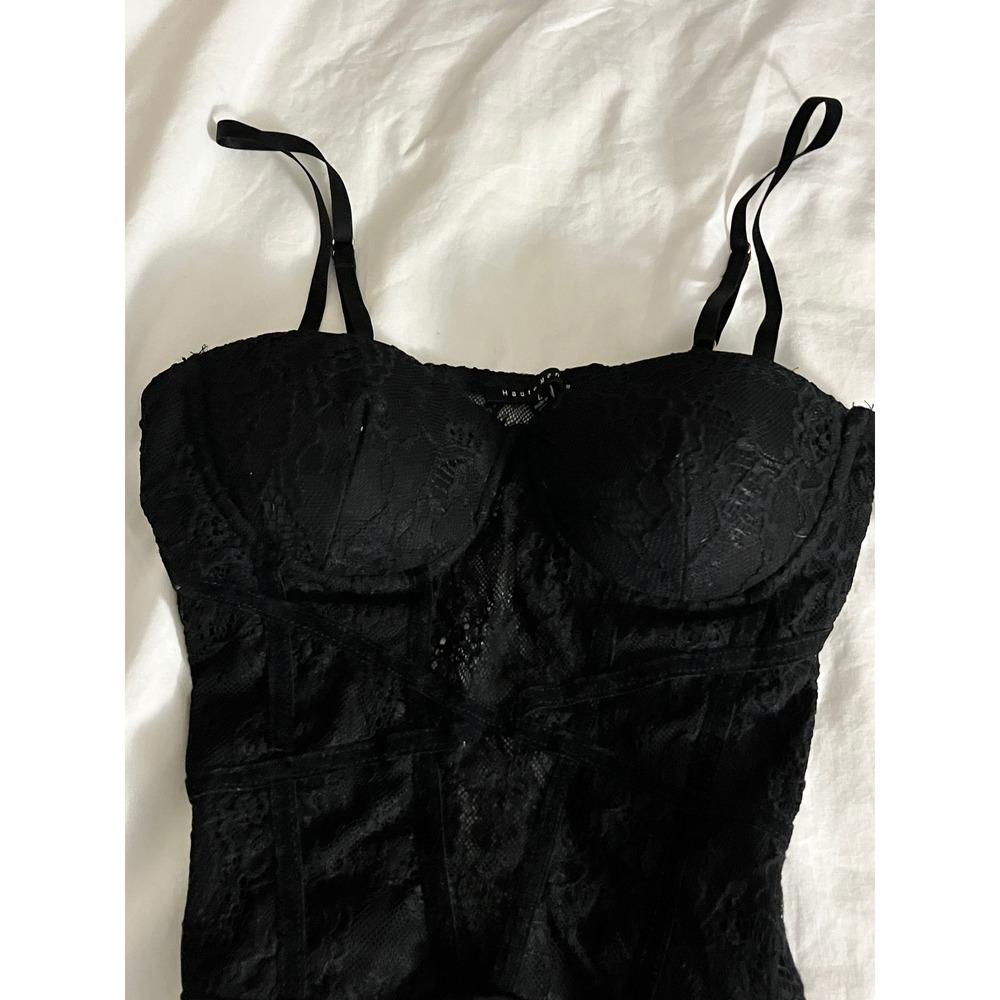 Haute Monde Black Lace Corset Bodysuit Underwire Sweetheart RMT53708 Womens L - Picture 7 of 9